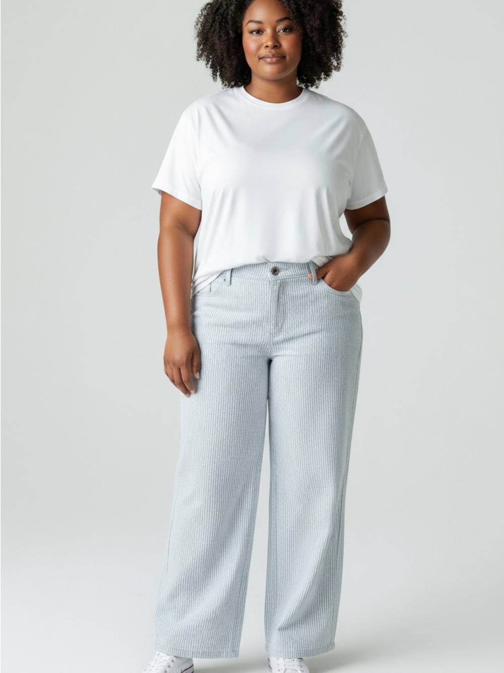 Catherines Plus Striped Wide Leg Pants